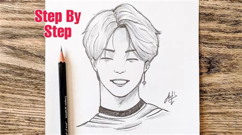 How To Draw Jimin Step By Step Face Drawing Bts Drawing Comment