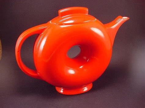 Vintage Art Deco Hall Donut Teapot Chinese Red Ebay Tea Pots Hall