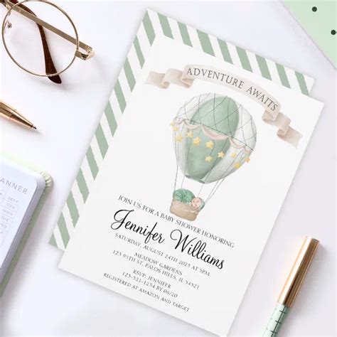 Hot Air Balloon Baby Shower Invitation Zazzle
