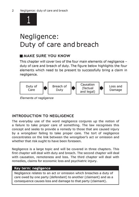 Duty Of Care Short Cut 2 Negligence Duty Of Care And Breach Duty Of