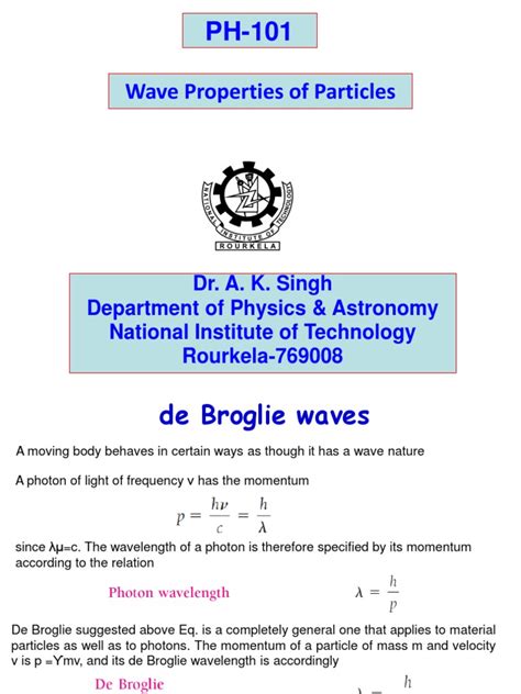 Chapter 3 Wave Properties Of Particle Pdf Wavelength Waves