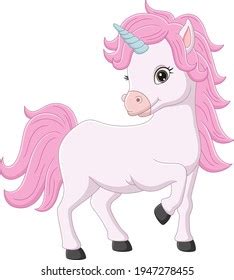 Cute Little Pink Unicorn Cartoon Stock Vector (Royalty Free) 1947278455 | Shutterstock