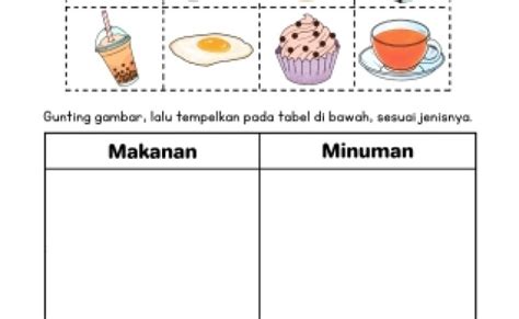 Lembaran Kerja Prasekolah Tema Makanan Untuk Mendapat