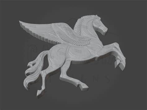 Pegasus 3d Stl File For Cnc Cutting And 3d Printing Detailed Mythical