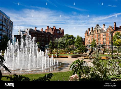 Sheffield Peace Gardens The Goodwin Fountains Stock Photo Alamy