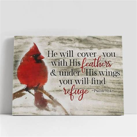 Christian Canvas Wall Art Psalm 914 He Will Cover You With His