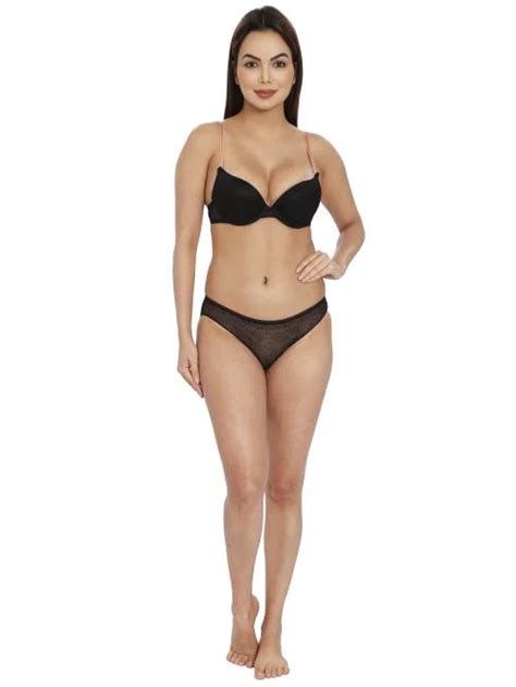Buy ILRASO ZELDA BLACK LACE PUSHUP BRA AND BIKINI BRIEF SET Online At Best Prices In India