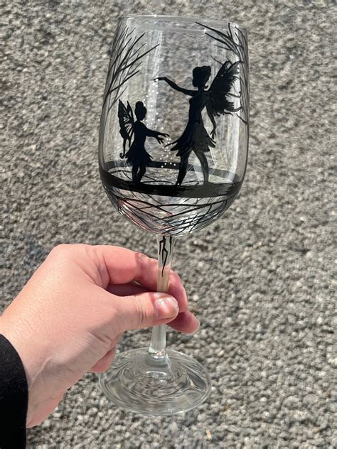 Hand Painted Fairy Wine Glass Etsy