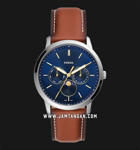 Fossil Neutra Fs Moonphase Men Blue Dial Brown Leather Strap