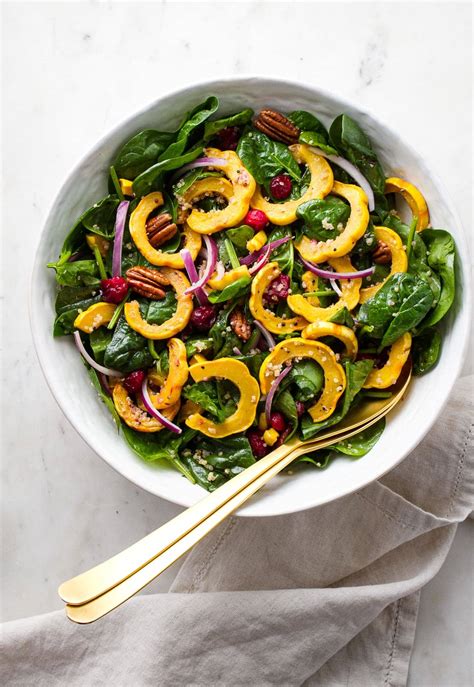 Roasted Delicata Squash Salad With Cranberries A Healthy Fall Salad