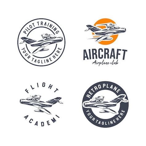 Premium Vector Collection Of Aircraft Academy Logo Plane Pilot School