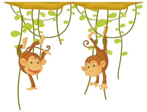 Monkey Hanging On The Vine 419600 Vector Art At Vecteezy