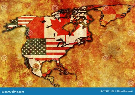 NAFTA countries map stock illustration. Illustration of symbol - 174971136