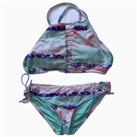 Multi Color Bikini Set Top Bottom Size M Depop