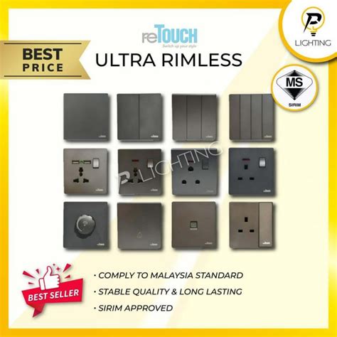 Sirim Retouch Ultra Rimless Switch Socket And Wall Switches Slim Modern Design 13a 15a 20a 45a