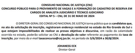 Concurso Cnj Taxa De Inscrição Poderá Ser Devolvida Entenda