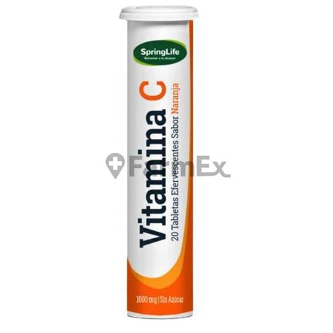 Vitamina C 1000 Mg Sin Azúcar X 20 Tabletas Efervescente Sabor Naranja