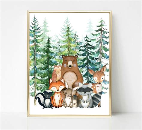 Woodland Nursery Decor Woodland Nursery Print Woodland Animals