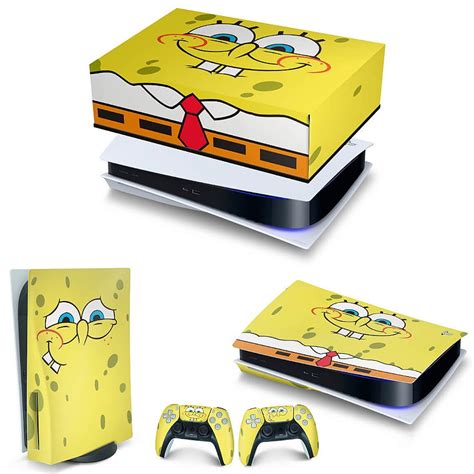 KIT PS5 Fat Capa Anti Poeira E Skin Bob Esponja Pop Arte Skins