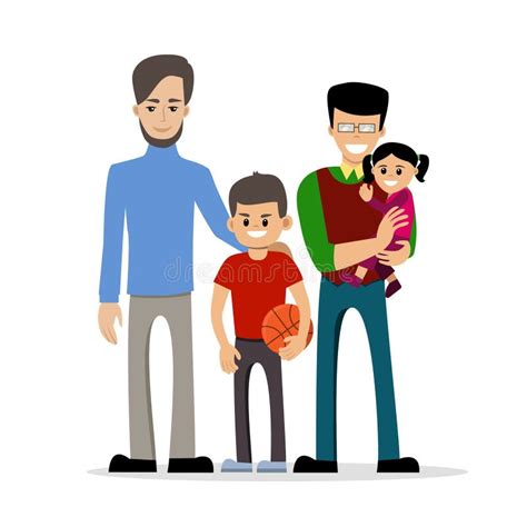 Pares gay con los niños ilustración del vector Ilustración de felicidad