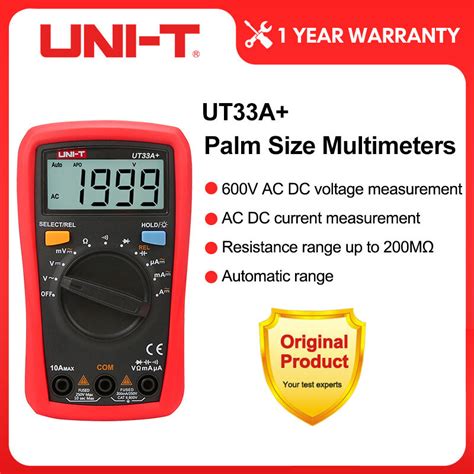 UNI T UT33A Palm Size Digital Multimeter Tester 600V 10A AC DC Voltage