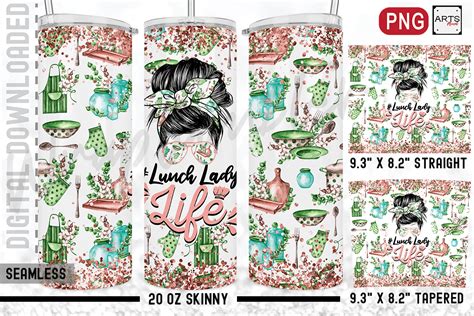 Messy Bun Lunch Lady 20oz Sublimation Graphic By Artsplural · Creative Fabrica