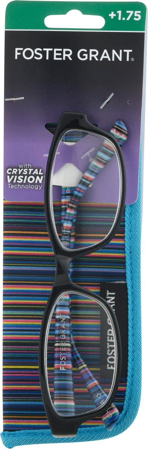 Foster Grant Women S Brianna Blu Fashion Reading Glass With Case Multi Color 1 75