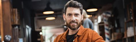 Happy Brunette Man With Beard Looking Stock Image Image Of Blur