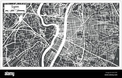 Lyon Francia Mapa De La Ciudad En Estilo Retro Mapa De Esquema