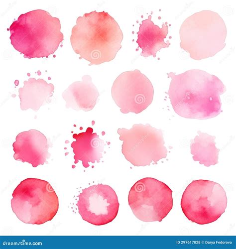 Set Of Watercolor Paint Stains Blobs And Splashes On White Stock