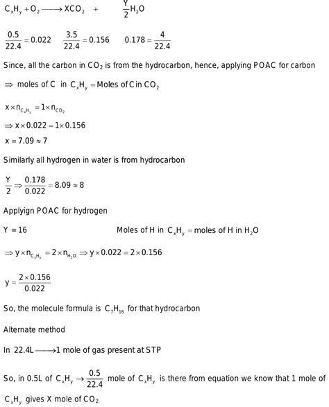 0 5 L Of Gaseous Hydrocarbon When Burnt In Excess Of O 2 Gave 3 5 L Of