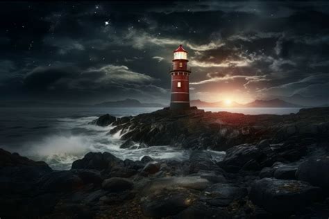 Welcoming Illuminated Lighthouse Generate Ai