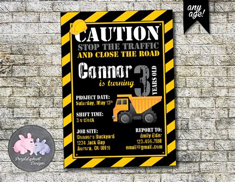 Construction Zone Birthday Invitation Construction Birthday Etsy