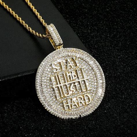 Stay Humble Hustle Hard Custom Pendant Iced Out Micro Pave Cz Chain