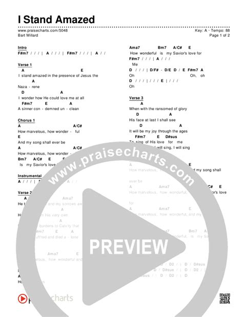 I Stand Amazed Chords PDF (Bart Millard) - PraiseCharts