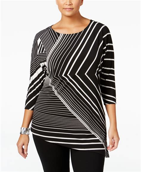 Alfani Plus Size Striped Asymmetrical Top Only At Macys