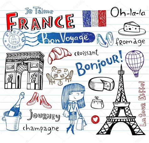 Símbolos de Francia como funky garabatos — Vector de stock © azzzya ...