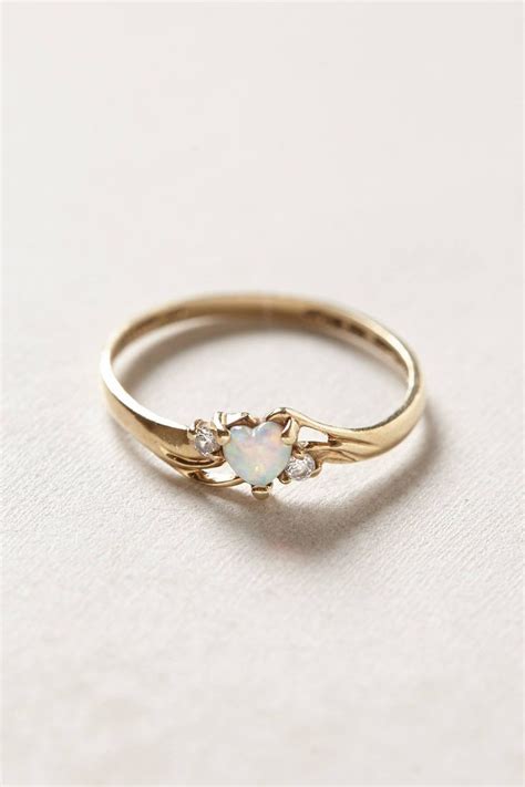 Vintage Opal Heart Ring F Rlovningsring Accessoarer Smycken