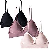 INIBUD Bralette For Women Triangle Cups Removable Padded Wire Free Pull