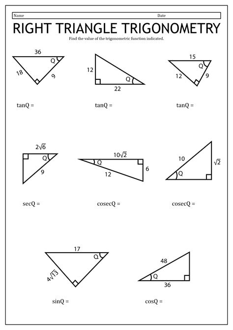 10 Trigonometry Sin Cos Tan Worksheets - Free PDF at worksheeto.com