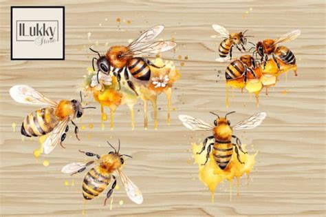 Watercolor Honey Bee Clipart Graphic by ILukkystore · Creative Fabrica