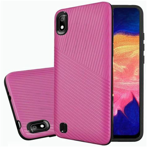 Samsung Galaxy A10e Shockproof Lines Hybrid Impact Dual Layered Case Phone Cover