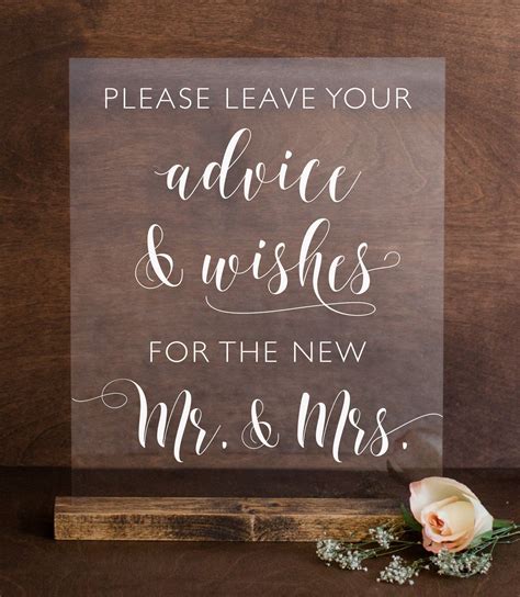 Wedding Advice And Well Wishes Acrylic Sign Advice For Mr Etsy In