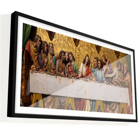 Quadro Grande Da Santa Ceia De Jesus Moldura E Vidro 107x52 Elo7