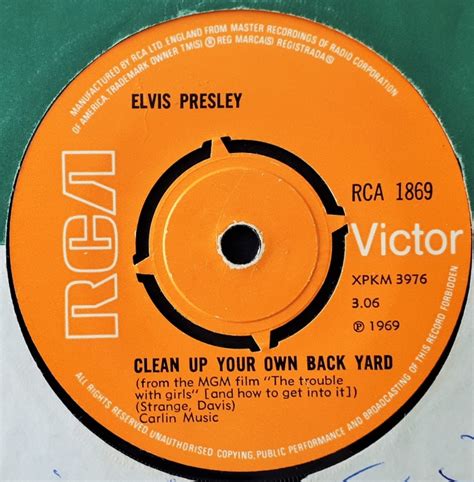 Elvis Presley Clean Up Your Own Back Yard 7 Inch Buy From Vinylnet