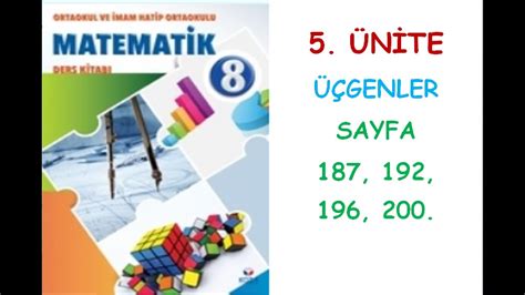 8 SINIF MATEMATİK DERS KİTABI KOZA YAYINLARI 5 ÜNİTE ÜÇGENLER KONUSU