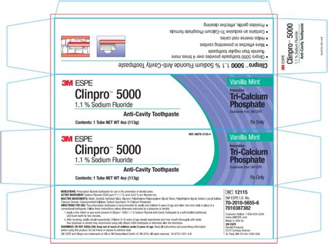 Clinpro 5000 Anti-Cavity Toothpaste: Package Insert / Prescribing Info