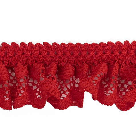 Fire Engine Red Ruffled Stretch Lace Trimming 1