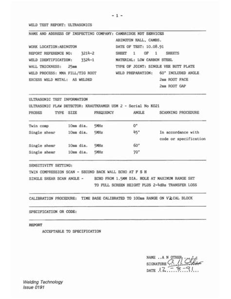 Ndt Report Sample And Answer Cswip 32