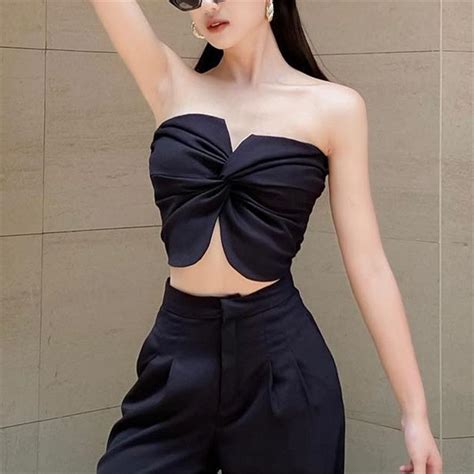 Cute Twist Front Tube Top Strapless Bandeaus Sunifty